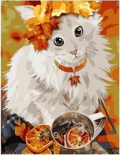 Картина для рисования по номерам "Согревающая осень.Котик" 40*50см РК 72060 УЦЕНКА