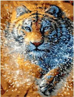 Картина для рисования по номерам "Тигр мчится по воде" 40*50см GX 36969