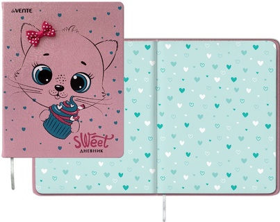 Дневник школьный 1-11 кл обложка твердая  "deVente.Sweet Kitty" иск.кожа 2020241