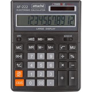 Калькулятор Attache AF-222 12 разряд 203х158мм черный 1550713 двойн.питание