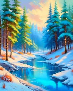 Картина для рисования по номерам "Зимний лес" 40*50см MCA1969